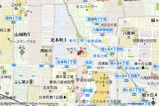 八尾店付近の地図